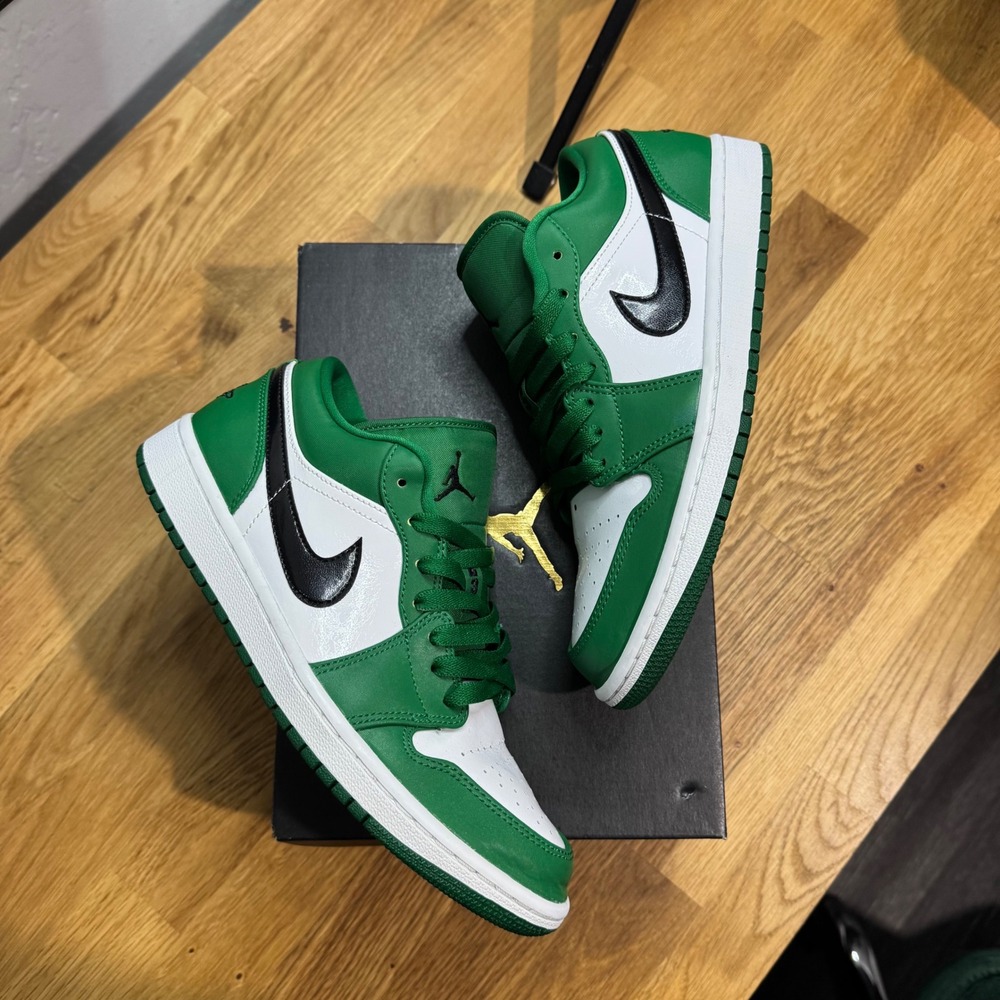 Air Jordan 1 Low Pine Green Black White 553558-301 Mens Size 8 OG BOX